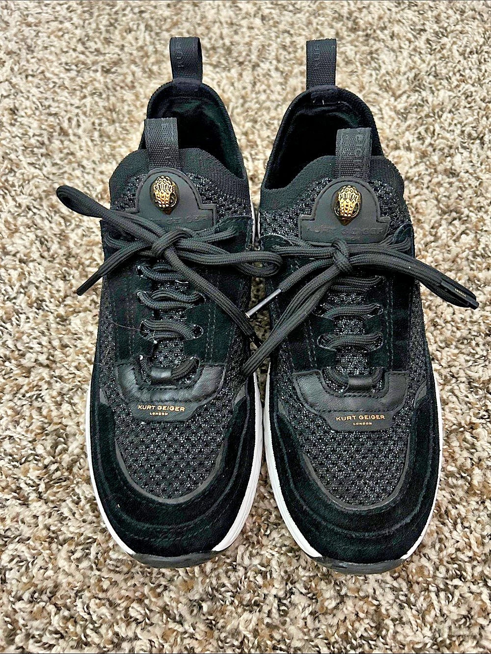Kurt Geiger London Lorna Black Knitted Sneaker Sneakers US 7